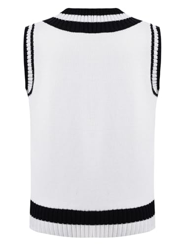 Aislor Boys Girls Jumper Kids Striped Trim Knit Vest School Uniform Sleeveless Sweater Pullover Waistcoat Knitwear2