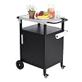 ROVSUN Outdoor Grill Table Cart with Cabinet, Stainless Steel