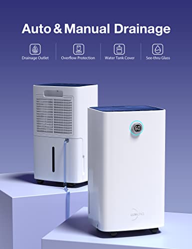 Lumisys 2000 Sq Ft 30 Pints Dehumidifiers For Large Room, Basements, Home, Bathroom, Bedroom, With Auto Or Manual Drainage | 36Db Industry Leading Noise Reducing | Air Filter, Three Operation Modes, Rotating Knob #TOP6