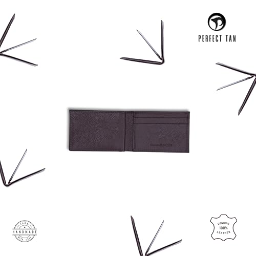 Image of Men's Genuine Leather Slim Wallet | 2 Card Slots, 1 Note Compartment, 1 Hidden Pocket, 2 ID Windows | Slim Leather Wallet for Men | Daily Use Money Purse (Brown)