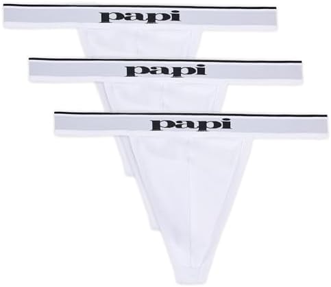 papi Men's 3-Pack Premium Fashion Cotton Active Stretch Thong