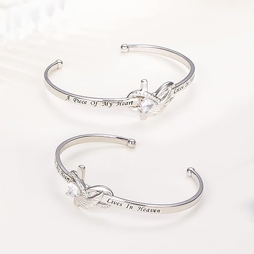 Yearace 925 Sterling Silver Engraved Faith Over Fear Heart Infinity Cross Charm Cuff Bangle Bracelet Sideways Cross Bracelet Bible Verse Religious Gift for Women Catholic3