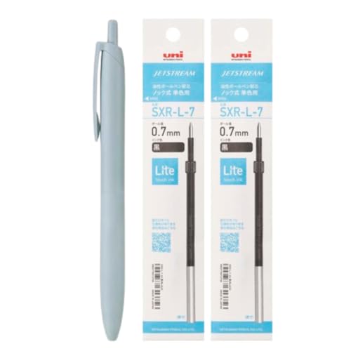 三菱鉛筆 ジェットストリーム シングル 【 ライトブルー 】【 0.7ｍｍ 】【 黒インク 】【 替え芯２本セット 】（ Lite touch ink搭載 ）SXNLS07.8/SXRL7.24