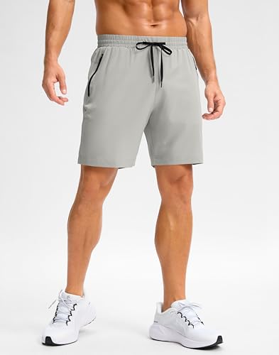 Image of Pudolla Men's Running Gym Shorts with Zipper Pockets 5 inch /7 inch / Lightweight Quick Dry Running Workout Athletic Short