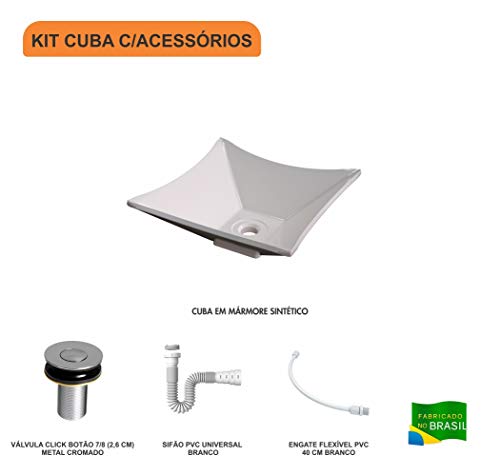 Kit Cuba L30 C/Válvula Click 1''B (2,6cm) + Sifão Pvc + Flexível Bege