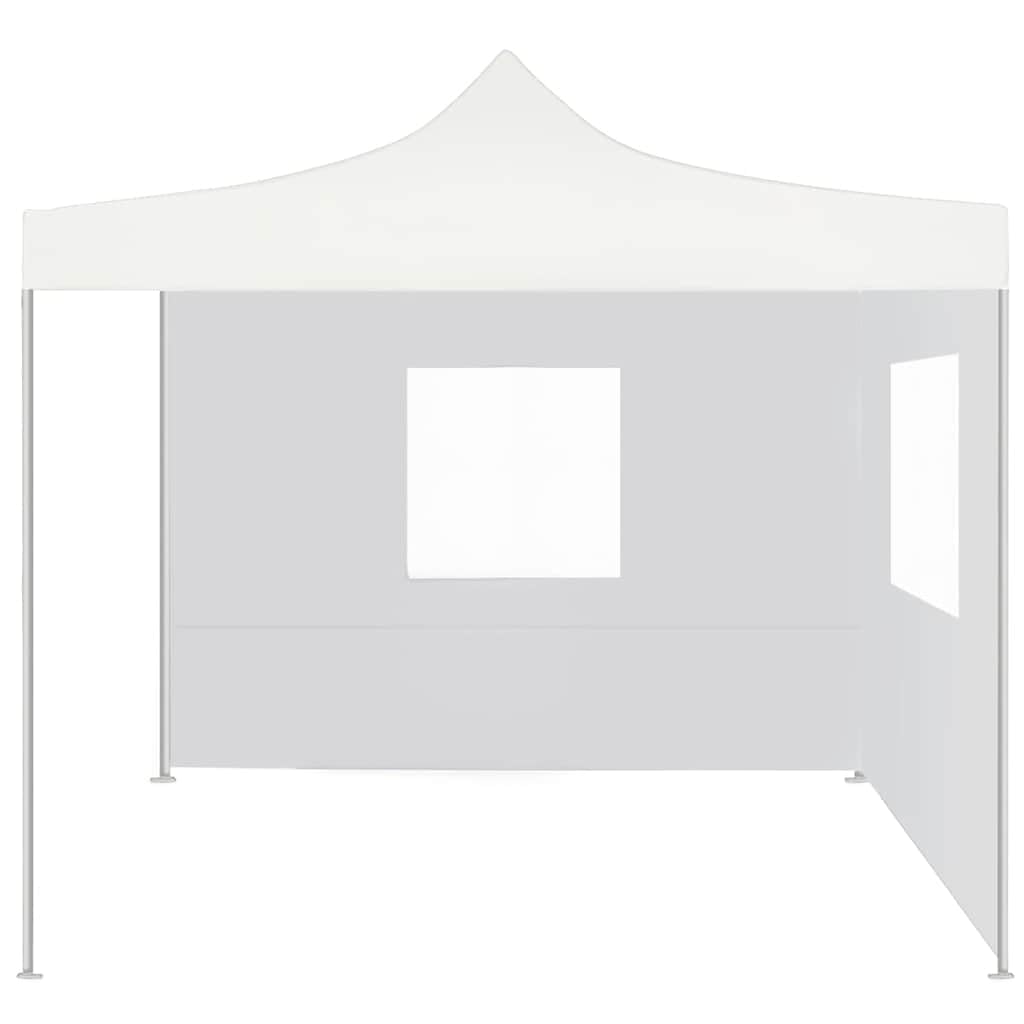 Faltpavillon, 3 x 3 m, Stahl, weiß, mit 2 Wänden