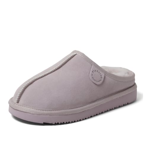 Image of Fireside by Dearfoams Women's Greta Genuine Shearling Clog Slippers, 100% Natural Suede Clogs for Outdoor & Indoor