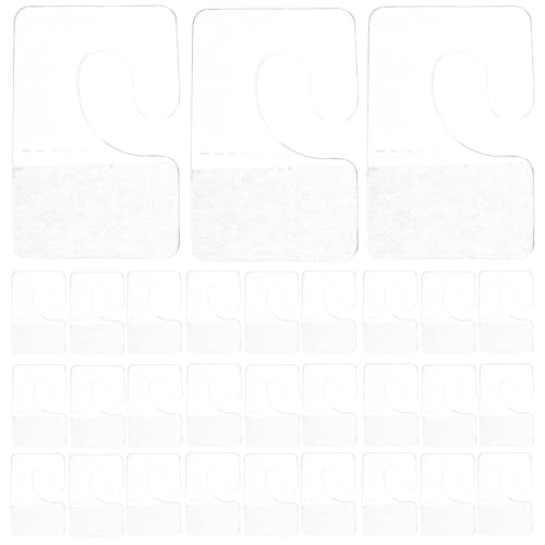 INOOMP 200 piezas de etiquetas autoadhesivas transparentes de plástico para colgar, etiquetas con gancho para tiendas, tiendas, venta al por menor, artículos en oferta pequeños.