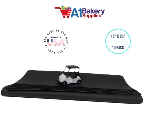 A1BakerySupplies Polyester Non-Woven Reusable Color Tissue Paper 20 x 26 Inches - 10 Sheet Pack (Black) Wrapping for Flowers & Bouquet