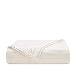 Kenneth Cole - King Size Blanket, Lightweight Cotton Home Bedding, Cozy Blanket for All Seasons (Waffle Grid White, King)
