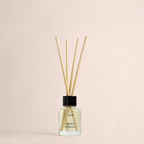 Image of Llum Smoky Vanilla 30ml Reed Diffuser Set | Premium Room Freshener for Small Spaces, Washrooms, Desk Accessory | Organic, Toxin Free Home Fragrance, Aromatherapy | Luxurious Scents | Elegant Gift
