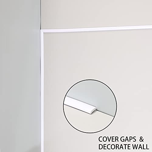 10m Weiß Zierleiste, abziehen und aufkleben, flexible Spiegel, Wand, Decke, Boden, Schrank, Fliesen, Kanten, Zierleisten