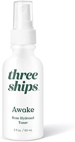 Three Ships Awake Rose Hydrosol Toner – Vegan Facial Tonic Cleanses & Balances Tone – Calming & Soothing Natural Face Toner for Dry or Normal Skin - As Seen on Dragon's Den, 60mL