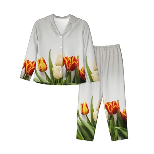 Pyjama 2 pièces femme manches longues vêtement de nuit imprimé floral