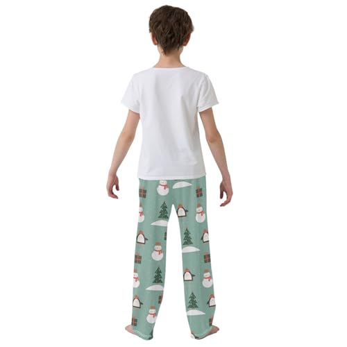 Boys' Pants Christmas Penguin Snowman Long Bottoms Jogger Pants Elastic Waist Trousers with Pockets S-XL3