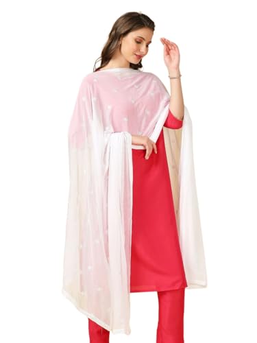 Image of DUPATTA BAZAAR Women's Embroidered Chiffon Dupatta with Delicate Sequins