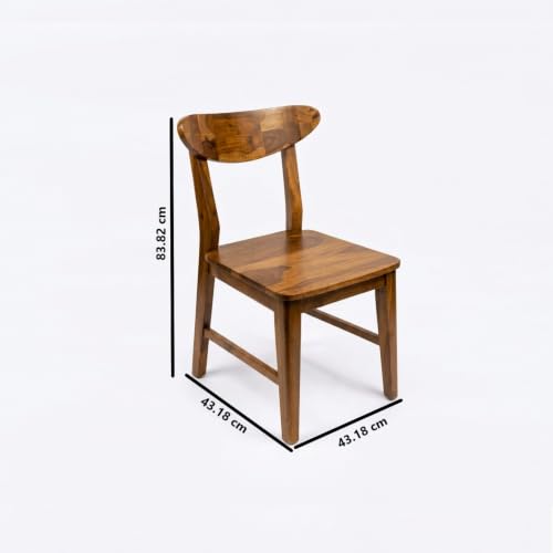 Image of Solid Sheesham Wood Dining Chair | Wooden Back Cut Dining Chair Set of 2 | Chairs for Dining Room | Study Room | Office | Finish Color - Honey Teak Finish |