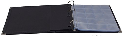 Hobbymaster Allure Leather Coin and Currency Collecting Bundle - Album with Plastic Pages for 300 Coins Plus 20 Paper Bills - Includes 200 Coin Flips (Navy Blue)