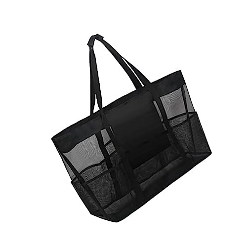 Practical Beach Mesh Tote Bag Portable Clothes Storage Pouch for Travel for Bathing Accessories and Wet Swimwear Black