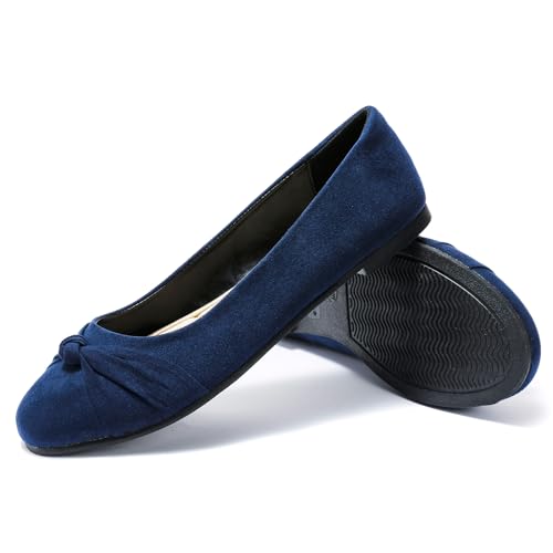 Image of Veittes Women's Wide Width Flat Shoes, Dressy Round Toe Slip On, Soft Comfortable Office Work Daily Walking Ballet Flats.