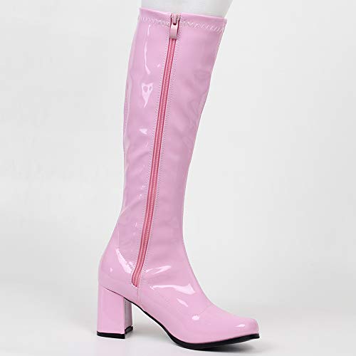 Image of JiaLuoWei GOGO Boots for Women, Knee High Boots, PU Leather Zip Ladies Party Dance Shoes