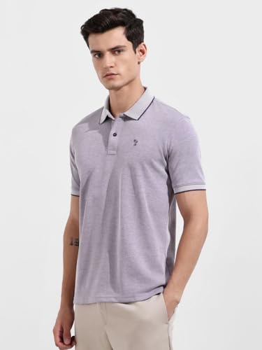 Image of The Indian Garage Co Men Regular Fit Textured Polo Neck Half Sleeves Tshirt