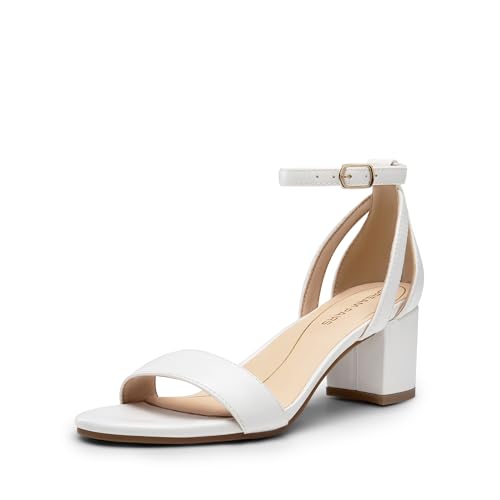 DREAM PAIRS Damen Sandalen mit Knöchelriemen und Blockabsatz elegante Hochzeit und Party Schuhe,Size 40,Weiss,DWUMHS2535