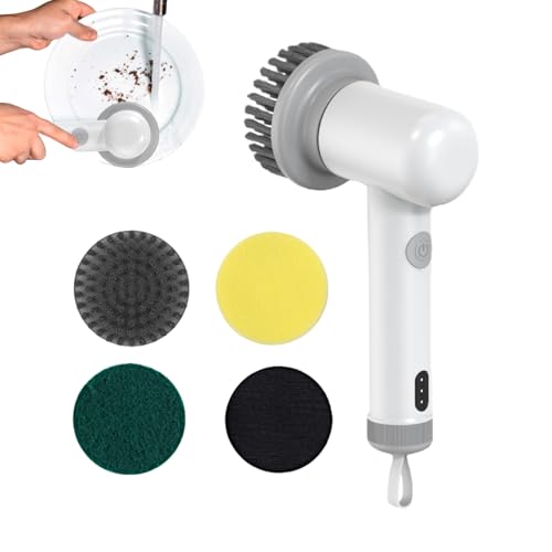 Cepillo de limpieza eléctrico para bañera, cepillo de limpieza inalámbrico, cabezales reemplazables conectados a máquina recargable, limpiador eléctrico inalámbrico para limpiar el baño, bañera