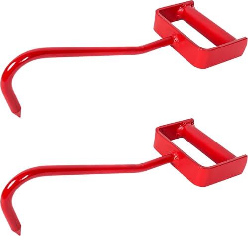 VIRTIONZ 17 Hay Hooks for Bales 2 Pack Replaces 47010600 & S47010600 Heavy-Duty Red Alloy Steel Hay Bale Hooks with Sturdy Handle for Farm & Ranch Use