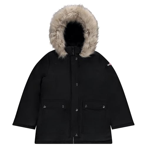 Image of Juicy Couture Girls Coat, Faux Fur Hooded Winter Jacket, Warm Padded Parka Hoodie, Kids Heavyweight Winter Coat