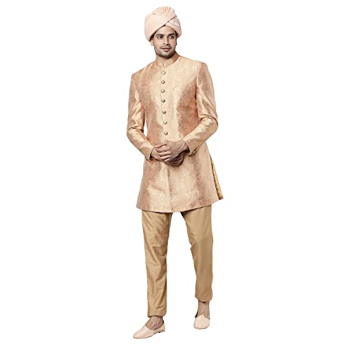 Image of Ethnix Men's Poly 67% /Viscose 33% Jaquard Indowestern Jacket