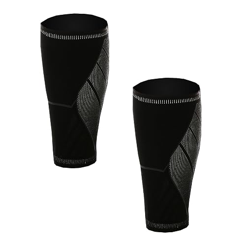 KOMBIUDA 2pcs Lightweight Lower Leg Support Sleeve for Sports Breathable Compression Pad for Basketball Football Badminton Ergonomic Design Non-skid Comfort Black