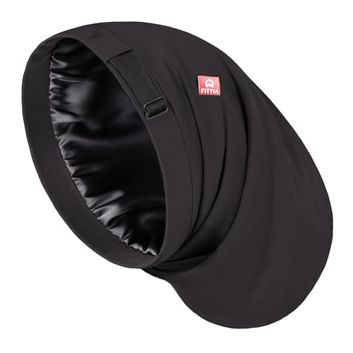 Large Satin Bonnet for Men Sleeping: Loc Cap Dreadlocks for Curly Braids Wave Silky for Frizzy Hair Smooth Adjustable No Slip Black