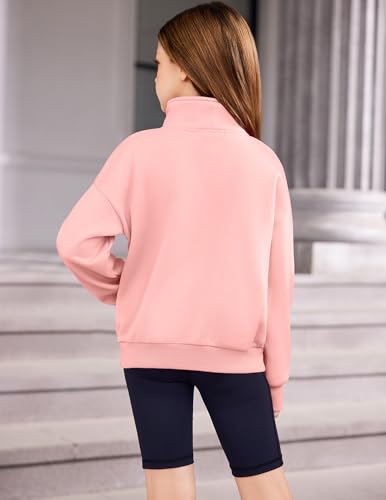 Image of Arshiner Girls Half Zip Sweatshirt Fleece Quarter Zip Pullover Sweatshirts | Fall Fashion Clothes for Teen Girls with Thumb Hole for 5-16 Years