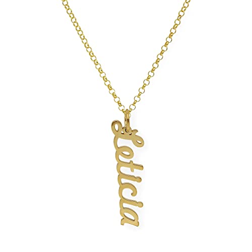 Pendentif Femme Argent Sterling 925 hypoallergénique de style prénom horizontal doré
