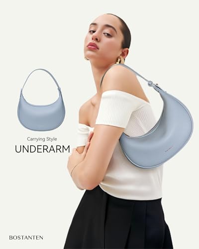 BOSTANTEN Crescent Shoulder Bag Vegan Leather Purses for Women Trendy Crossbody Clutch Hobo Handbag Adjustable Strap