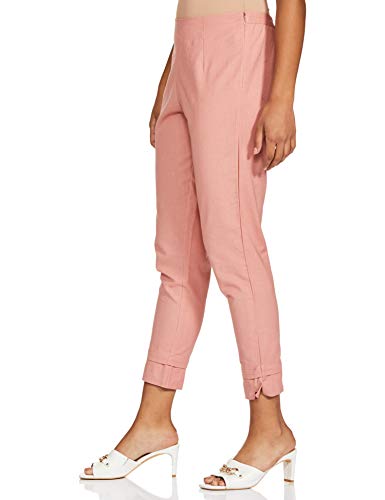 Image of BIBA Cotton Blend Solid Regular Casual Pants