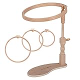 MILWARDS Freihändig verstellbarer Sitzrahmen, Schoßständer, drehbarer Kreuzstichhalter, Buchenholz, mit 3 Rahmen 6', 8', 10'