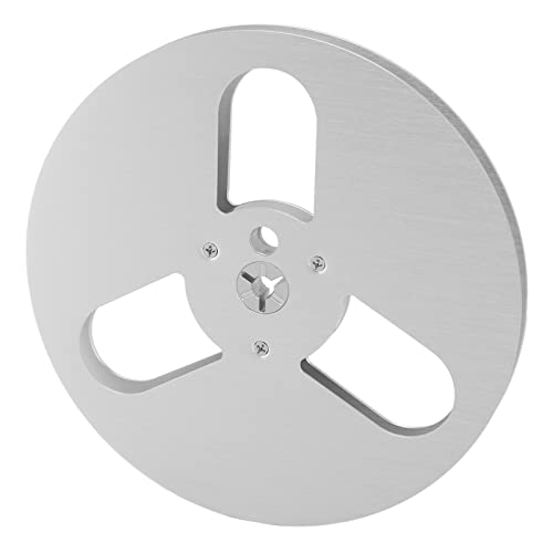 Takeup Reel, 1/4 7 Inch Empty Take Up Reel to Reel Small Hub Aluminum Alloy Takeup Reel with 3 Holes, Opening Machine Part Empty Tape Reel (Silver)