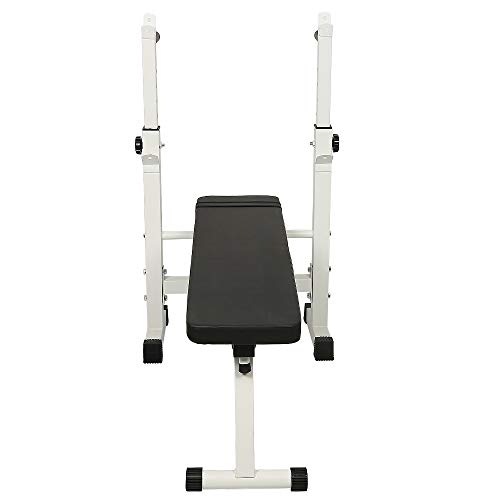 Sarah Multifunctioneel halterbank met halterschijven houder & opdruksteunen, intelligent vouwsysteem, trainingsbank opklapbaar, antislip poten, leder-look universele halterbank, zwart voor lange halters - Image 4