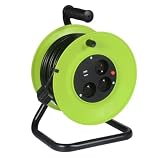 GERMINA DER ELECTRIKER Enrollador de Jardín Enrollador Reel IP20 Cable de 20 metros de grosor manivela de bobinado + 3 enchufes + …