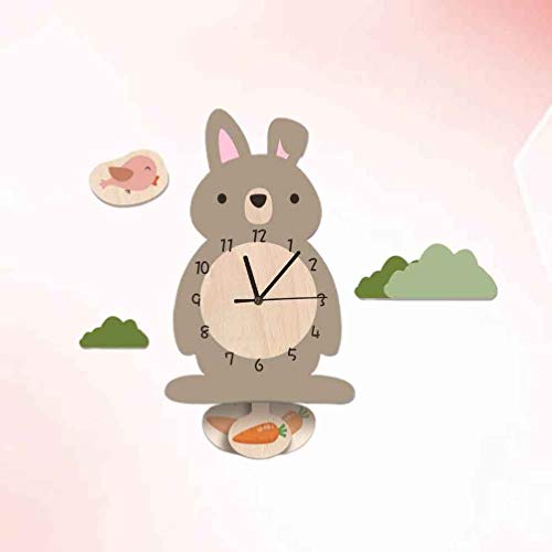 Winomo Easter Rabbit Clock Cartoon Bunny Carrot Swinging Wall Clock For Home Classroom Easter Decoration #TOP3