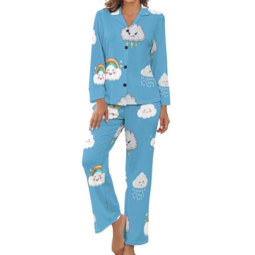 Pyjama femme 2 pièces imprimé nuages pour en finir avec les nuits serrées