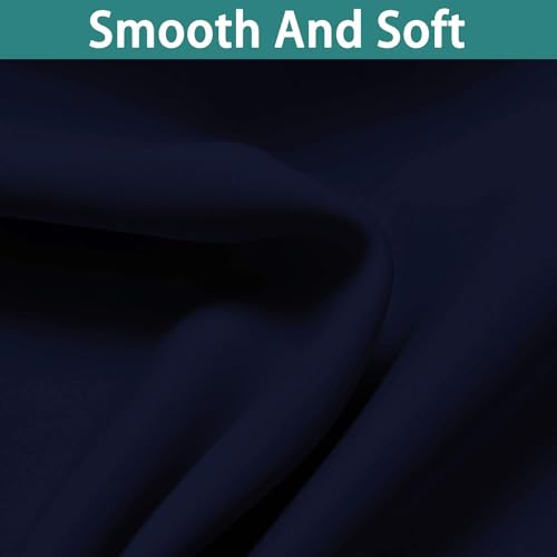 Image of Yakamok Navy Blue 100% Blackout Curtains 90 Inches Long 52 inch Wide, 2 Panels | Blackout Curtain Panels for Bedroom, 2 Thick Layers Grommet Top Thermal Insulated Drapes with Black Liner for Living Room