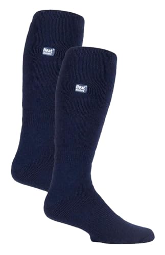 HEAT HOLDERS 2 Pack Mens Long Thermal Socks Mens Knee High Winter Socks | Thick Warm Lite Socks (6-11, Navy Blue)