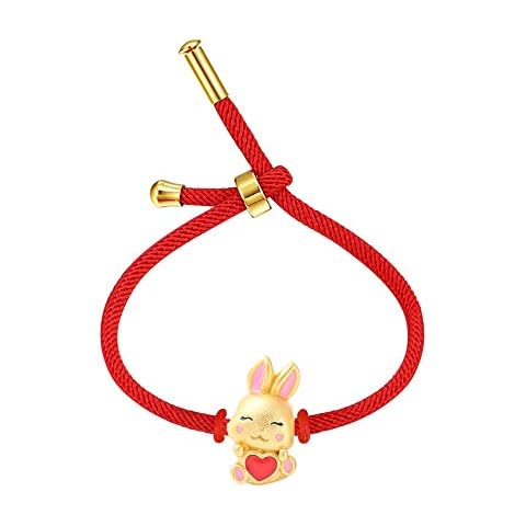 MONIYA 2023 Year of Rabbit Red String Bracelet Chinese Zodiac Birth Year Lucky Charm Bracelet For Women Men, Length Adjustable (Sweet Rabbit) Cover