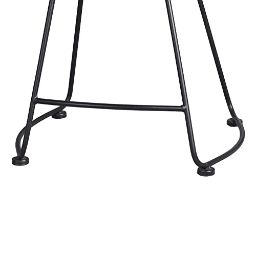 Lisuden Set Of 2 Modern Bar Stools, American Retro Country Style Dining Chairs, Mid Century Wooden Saddle Top Short Barstool With Metal Base, 18.5 Inches #TOP4