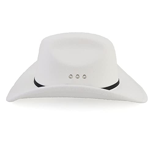 Exvvqoqo Cowboy Hat For Women And Men Western Style Hat Felt Wide Brim Outdoor Fedora Hat Cowboy Cowgirl Hats With Buckle Belt White #TOP3