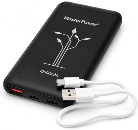 Power Bank 10000mAh 20W USB-C, Carga Rápida 3 Puertos con Cable p...