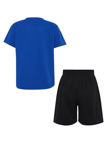 Boys Moisture-wicking Activewear Short Sleeve T-shirt & Shorts Basketball Cycling Sport Outfit Blue 13-14 Years4